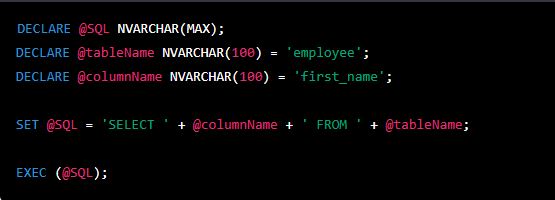 How to create a dynamic SQL query using a variable in SQL